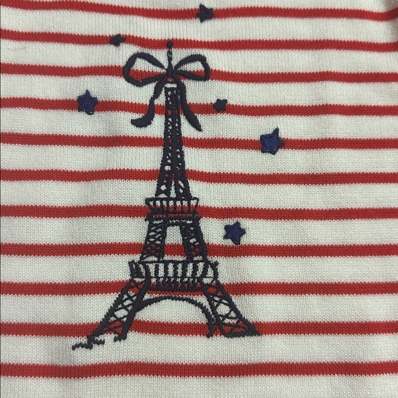 Janie and Jack Red and White Striped Sweater with Eiffel Tower - Picture 2 of 4